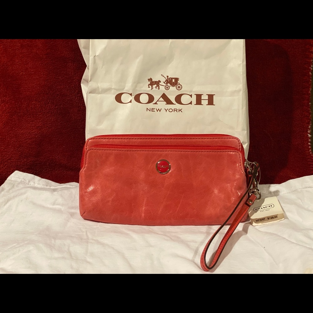 Coach wristlet double zip wallet